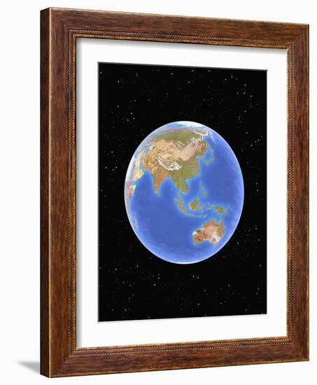 Globe against starfield-Matthias Kulka-Framed Giclee Print