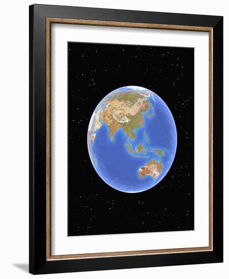 Globe against starfield-Matthias Kulka-Framed Giclee Print