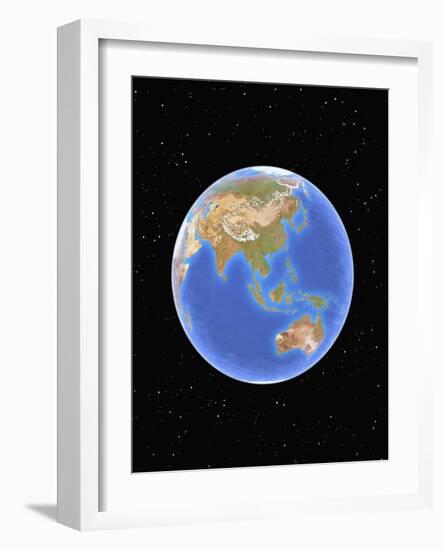 Globe against starfield-Matthias Kulka-Framed Giclee Print