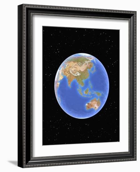 Globe against starfield-Matthias Kulka-Framed Giclee Print