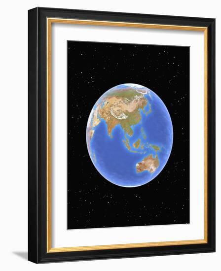 Globe against starfield-Matthias Kulka-Framed Giclee Print