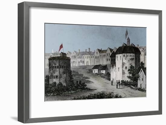 Globe Theatre, Bankside, Southwark (right) and the Bear Garden, c1597 (1825)-Unknown-Framed Giclee Print