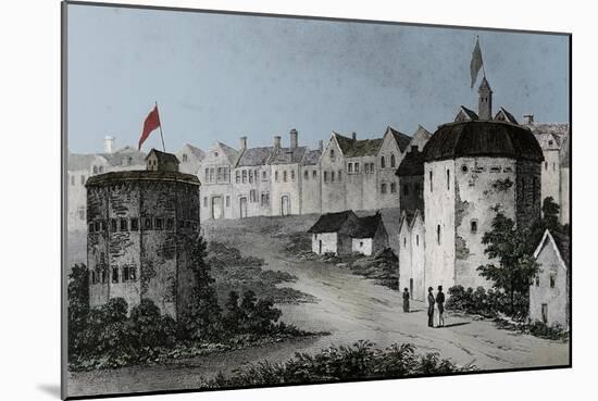 Globe Theatre, Bankside, Southwark (right) and the Bear Garden, c1597 (1825)-Unknown-Mounted Giclee Print