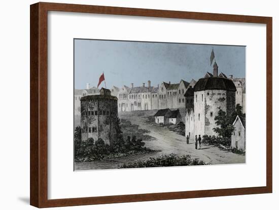 Globe Theatre, Bankside, Southwark (right) and the Bear Garden, c1597 (1825)-Unknown-Framed Giclee Print