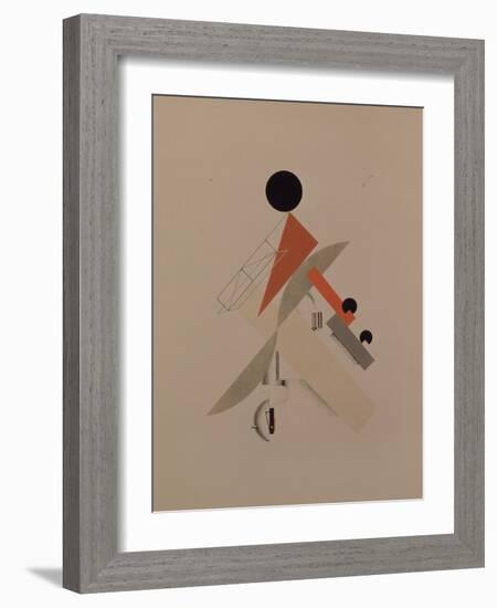 Globetrotter. Figurine for the Opera Victory over the Sun by A. Kruchenykh, 1920-1921-El Lissitzky-Framed Giclee Print