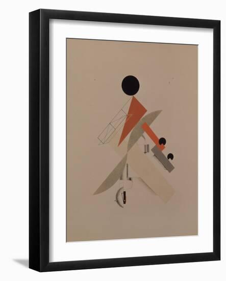 Globetrotter. Figurine for the Opera Victory over the Sun by A. Kruchenykh, 1920-1921-El Lissitzky-Framed Giclee Print