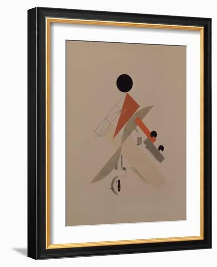 Globetrotter. Figurine for the Opera Victory over the Sun by A. Kruchenykh, 1920-1921-El Lissitzky-Framed Giclee Print