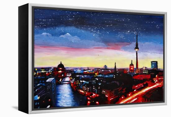 Gloomy Skyline of Berlin Germany-Martina Bleichner-Framed Stretched Canvas