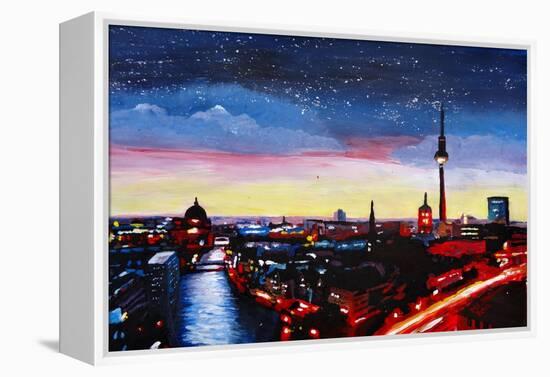 Gloomy Skyline of Berlin Germany-Martina Bleichner-Framed Stretched Canvas