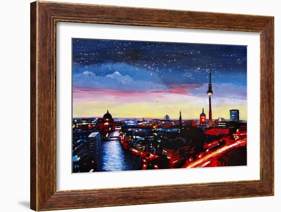 Gloomy Skyline of Berlin Germany-Martina Bleichner-Framed Art Print