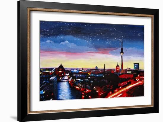 Gloomy Skyline of Berlin Germany-Martina Bleichner-Framed Art Print