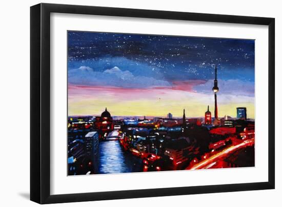 Gloomy Skyline of Berlin Germany-Martina Bleichner-Framed Art Print