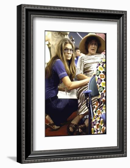 Gloria Steinem Kneeling Down Beside Bella Abzug During the Democratic Convention-null-Framed Photographic Print