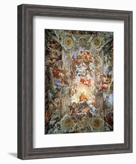 Glorification of the Reign of Pope Urban VIII Ceiling Painting in the Great Hall, 1633-39-Pietro Da Cortona-Framed Giclee Print