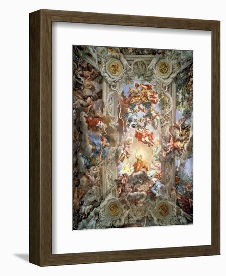 Glorification of the Reign of Pope Urban VIII Ceiling Painting in the Great Hall, 1633-39-Pietro Da Cortona-Framed Giclee Print