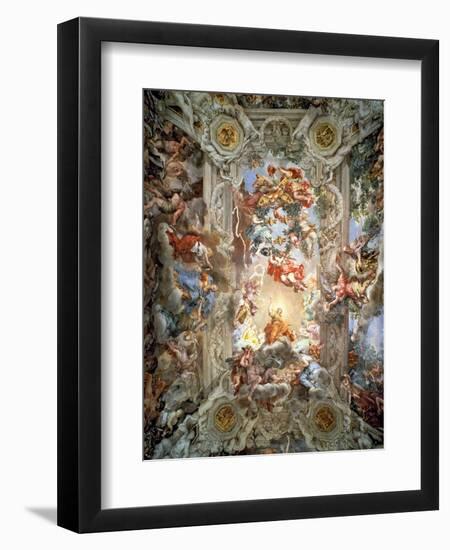 Glorification of the Reign of Pope Urban VIII Ceiling Painting in the Great Hall, 1633-39-Pietro Da Cortona-Framed Giclee Print