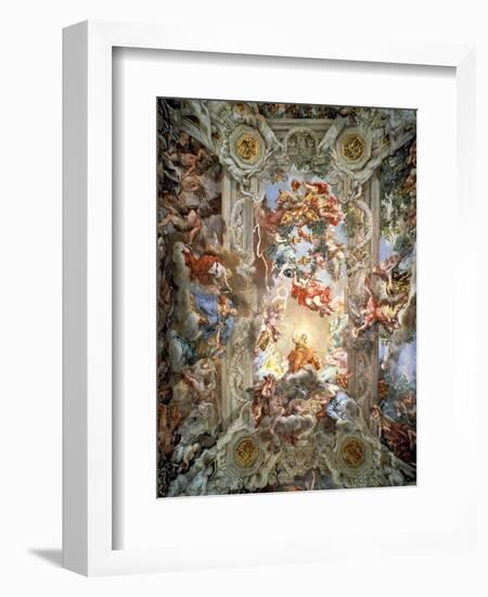 Glorification of the Reign of Pope Urban VIII Ceiling Painting in the Great Hall, 1633-39-Pietro Da Cortona-Framed Giclee Print