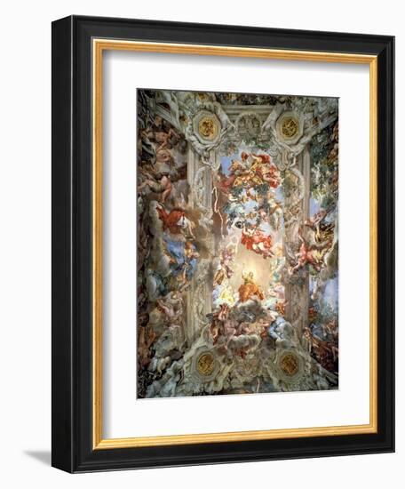 Glorification of the Reign of Pope Urban VIII Ceiling Painting in the Great Hall, 1633-39-Pietro Da Cortona-Framed Giclee Print