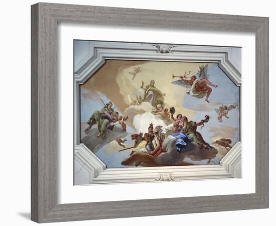Glory Among the Virtues: Fame, Glory, Justice, Fortitude, Temperance and Prudence, 1734-Giambattista Tiepolo-Framed Giclee Print