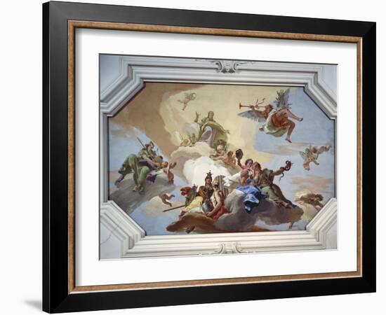 Glory Among the Virtues: Fame, Glory, Justice, Fortitude, Temperance and Prudence, 1734-Giambattista Tiepolo-Framed Giclee Print