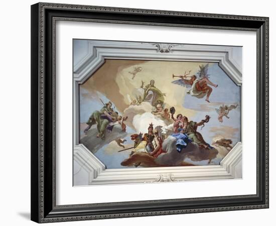 Glory Among the Virtues: Fame, Glory, Justice, Fortitude, Temperance and Prudence, 1734-Giambattista Tiepolo-Framed Giclee Print