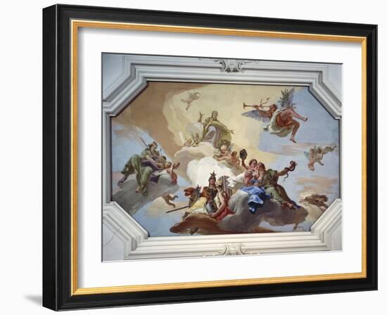 Glory Among the Virtues: Fame, Glory, Justice, Fortitude, Temperance and Prudence, 1734-Giambattista Tiepolo-Framed Giclee Print