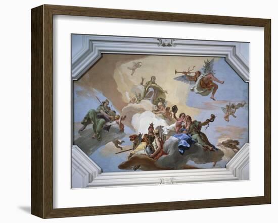 Glory Among Virtues: Fame, Glory, Justice, Fortitude, Temperance and Prudence-Giambattista Tiepolo-Framed Giclee Print