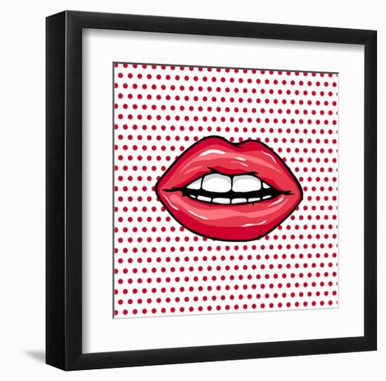 Glossy Pop Art Lips-null-Framed Art Print