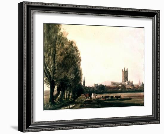 Gloucester from the Meadows, Gloucestershire, Landscape with Cattle and Grass, Cotswolds, c.1840-Peter De Wint-Framed Giclee Print