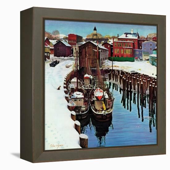 "Gloucester Harbor in Winter," February 4, 1961-John Clymer-Framed Premier Image Canvas