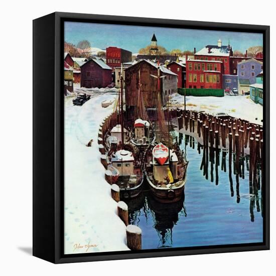 "Gloucester Harbor in Winter," February 4, 1961-John Clymer-Framed Premier Image Canvas