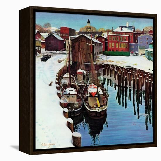 "Gloucester Harbor in Winter," February 4, 1961-John Clymer-Framed Premier Image Canvas