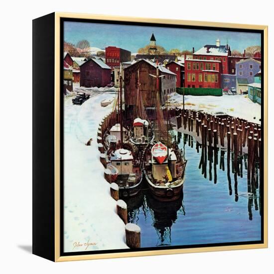 "Gloucester Harbor in Winter," February 4, 1961-John Clymer-Framed Premier Image Canvas