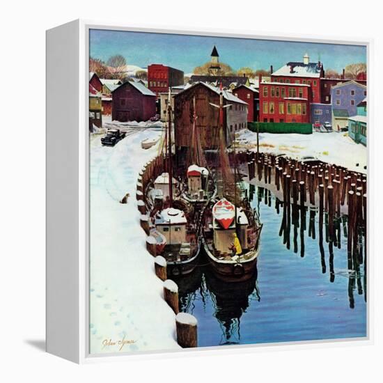 "Gloucester Harbor in Winter," February 4, 1961-John Clymer-Framed Premier Image Canvas