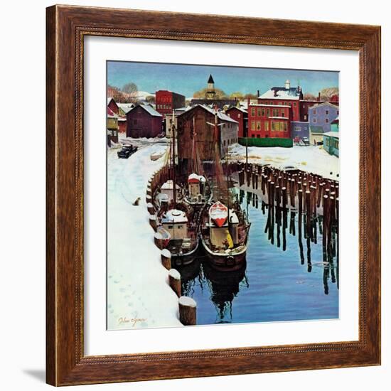 "Gloucester Harbor in Winter," February 4, 1961-John Clymer-Framed Giclee Print