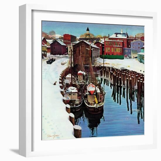 "Gloucester Harbor in Winter," February 4, 1961-John Clymer-Framed Giclee Print