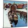 "Gloucester Harbor in Winter," February 4, 1961-John Clymer-Mounted Giclee Print