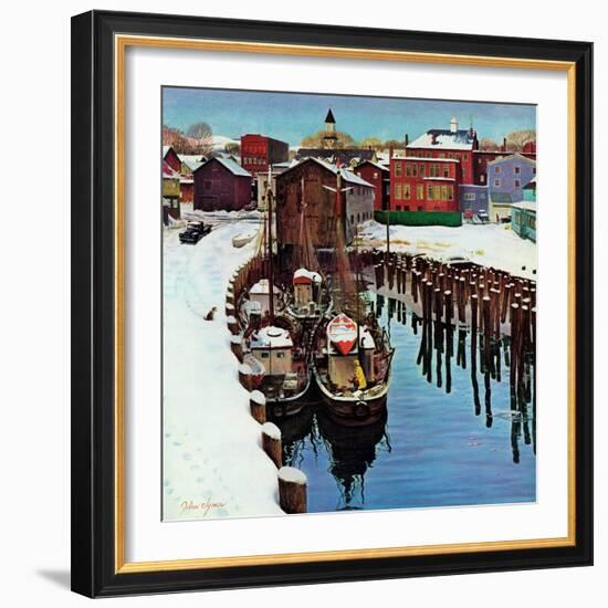 "Gloucester Harbor in Winter," February 4, 1961-John Clymer-Framed Giclee Print