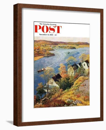 "Gloucester Harbor" Saturday Evening Post Cover, November 14, 1959-John Clymer-Framed Giclee Print