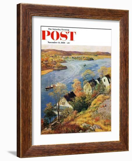 "Gloucester Harbor" Saturday Evening Post Cover, November 14, 1959-John Clymer-Framed Giclee Print