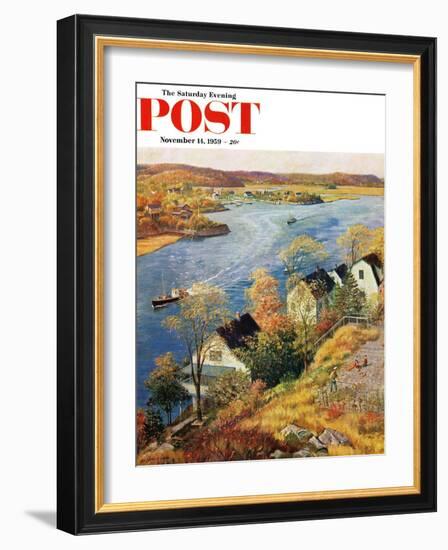 "Gloucester Harbor" Saturday Evening Post Cover, November 14, 1959-John Clymer-Framed Giclee Print