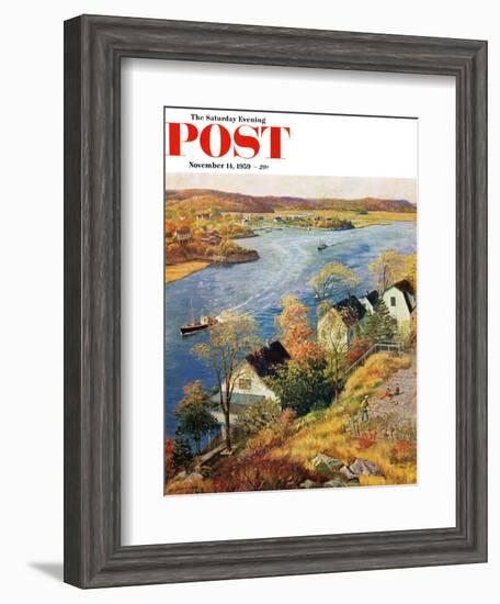 "Gloucester Harbor" Saturday Evening Post Cover, November 14, 1959-John Clymer-Framed Giclee Print