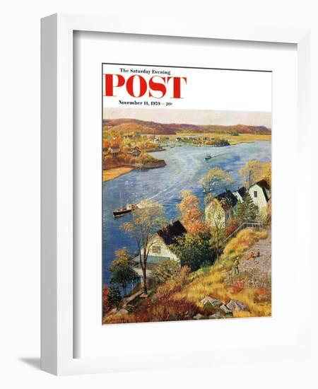 "Gloucester Harbor" Saturday Evening Post Cover, November 14, 1959-John Clymer-Framed Giclee Print