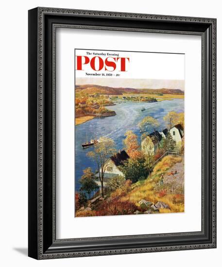 "Gloucester Harbor" Saturday Evening Post Cover, November 14, 1959-John Clymer-Framed Giclee Print