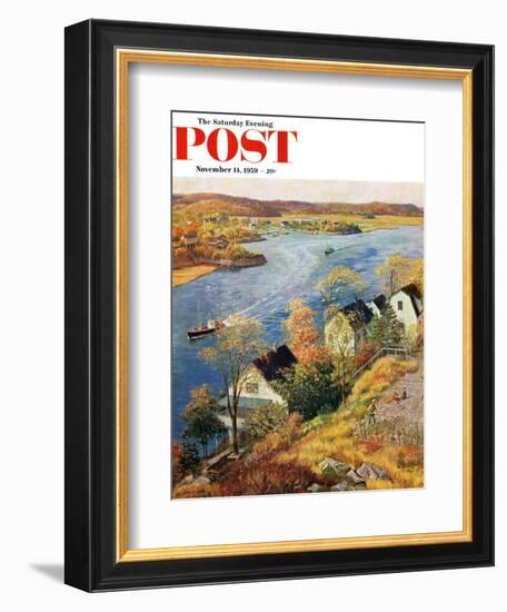 "Gloucester Harbor" Saturday Evening Post Cover, November 14, 1959-John Clymer-Framed Giclee Print