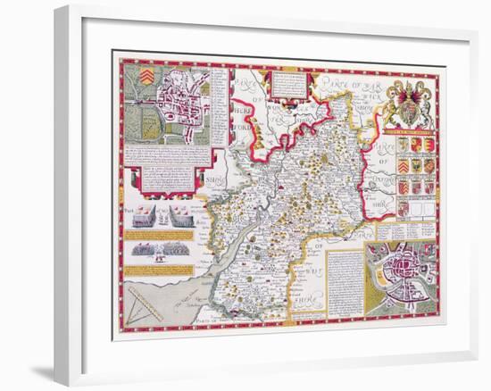 Gloucestershire, Engraved by Jodocus Hondius (1563-1612) from John Speed's 'Theatre of the Empire…-John Speed-Framed Giclee Print