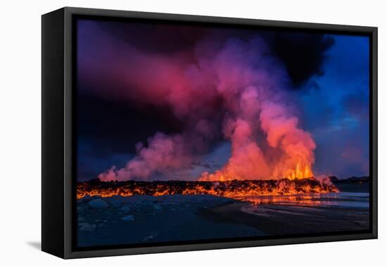 Glowing Lava, Eruption at the Holuhraun Fissure, Bardarbunga Volcano, Iceland-Ragnar Th Sigurdsson-Framed Premier Image Canvas