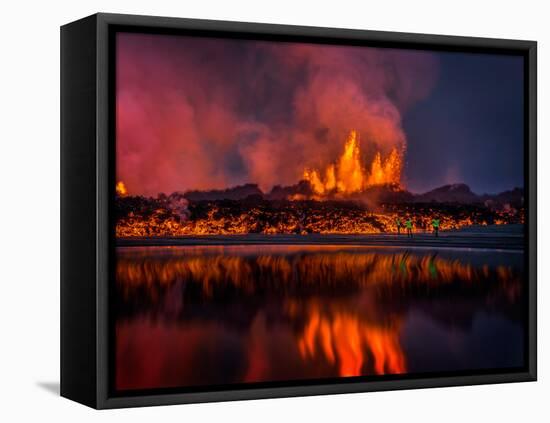 Glowing Lava from the Eruption at the Holuhraun Fissure, Near the Bardarbunga Volcano, Iceland-null-Framed Stretched Canvas