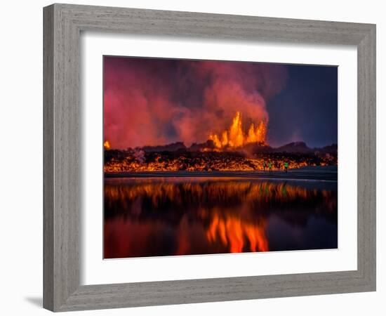 Glowing Lava from the Eruption at the Holuhraun Fissure, Near the Bardarbunga Volcano, Iceland-null-Framed Photographic Print