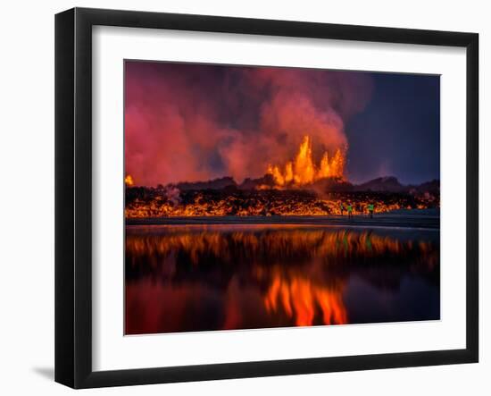 Glowing Lava from the Eruption at the Holuhraun Fissure, Near the Bardarbunga Volcano, Iceland-null-Framed Photographic Print